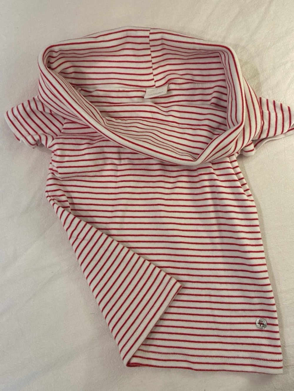 Zara Red & White Striped Off-Shoulder Tee